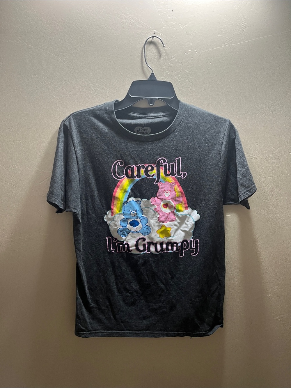 Ripple Junction Black Kids Tee with Rainbow Care Bears Graphic